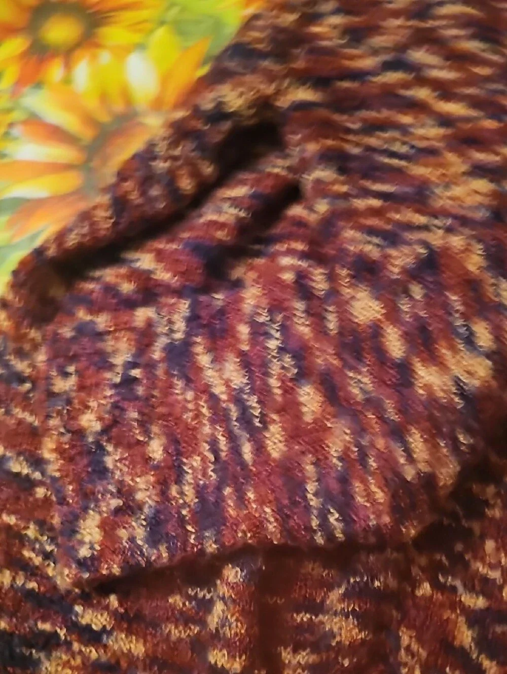 St. John's Bay Marled Burgundy and Cream Open Front Cardigan